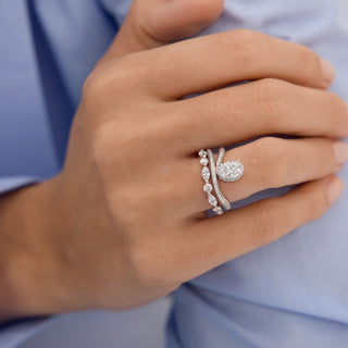 0.50 TCW Pear Diamond Unique Wedding Band