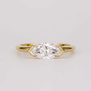 1.07 -3.0 CT Marquise  Lab Grown Diamond Bezel Engagement ring