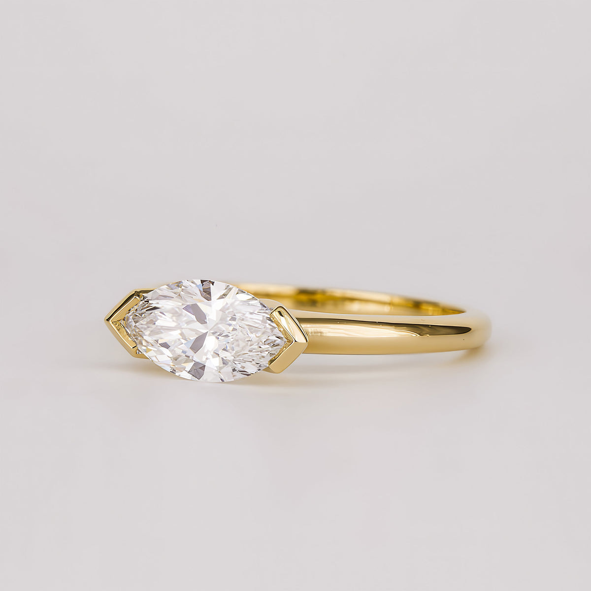 1.07 -3.0 CT Marquise  Lab Grown Diamond Bezel Engagement ring