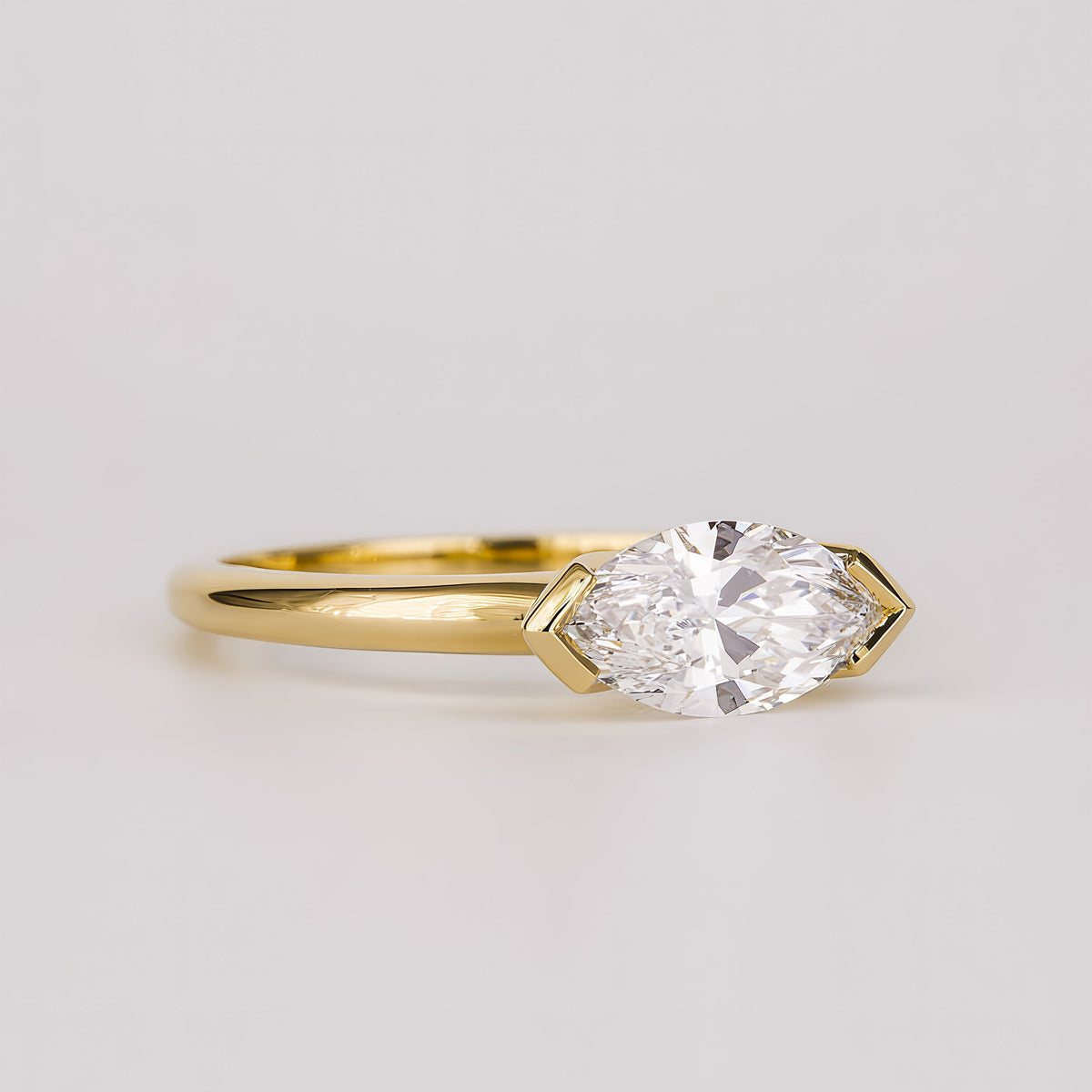 1.07 -3.0 CT Marquise  Lab Grown Diamond Bezel Engagement ring