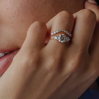 1.21-3.50 CT Round  Lab Grown Diamond Three Stone Engagement ring