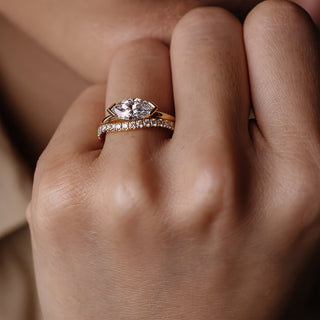 1.07 -3.0 CT Marquise  Lab Grown Diamond Bezel Engagement ring