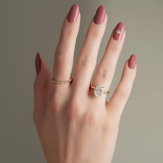 1.0-3.0 CT Oval CVD Diamond Hidden Halo Setting Engagement Ring