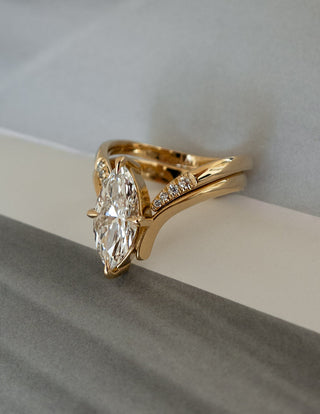 1.25 - 3.0 CT Marquise Shaped Lab Grown Diamond Solitaire Style Bridal Set