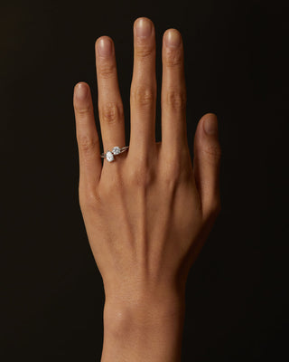 0.50 CT Round & Pear CVD Diamond Unique Style Engagement Ring
