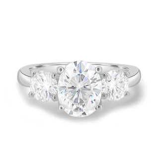 1.68 CT Oval Cut Three Stone F/VS2 Lab Grown Diamond Engagement Ring - violetjewels