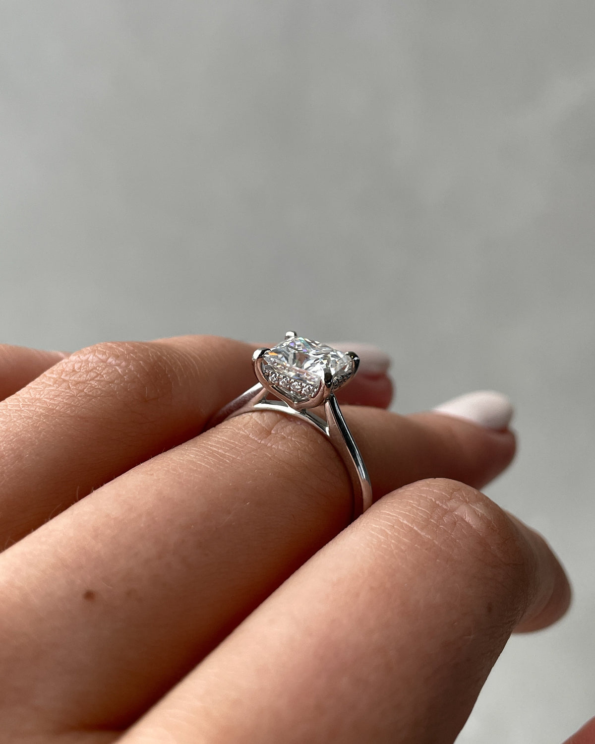 1.50 CT Princess Hidden Halo D/VS2 Lab Grown Diamond Engagement Ring - violetjewels