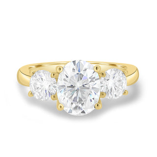 1.68 CT Oval Cut Three Stone F/VS2 Lab Grown Diamond Engagement Ring - violetjewels