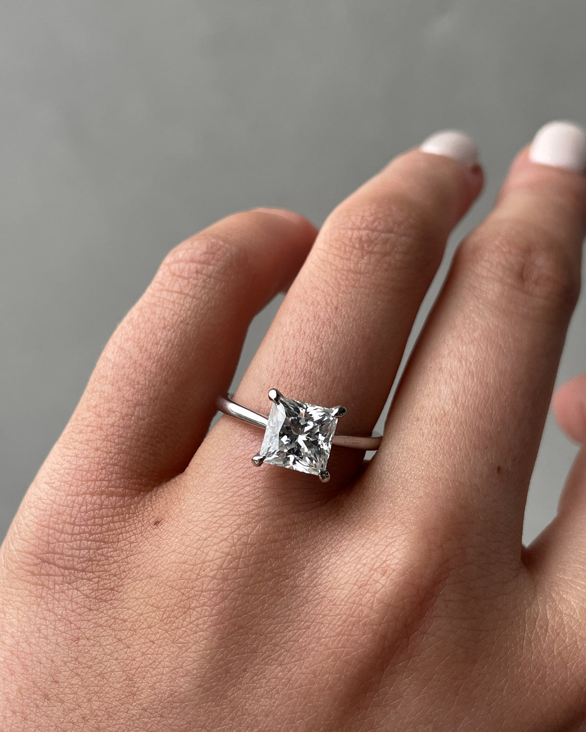 1.50 CT Princess Hidden Halo D/VS2 Lab Grown Diamond Engagement Ring - violetjewels