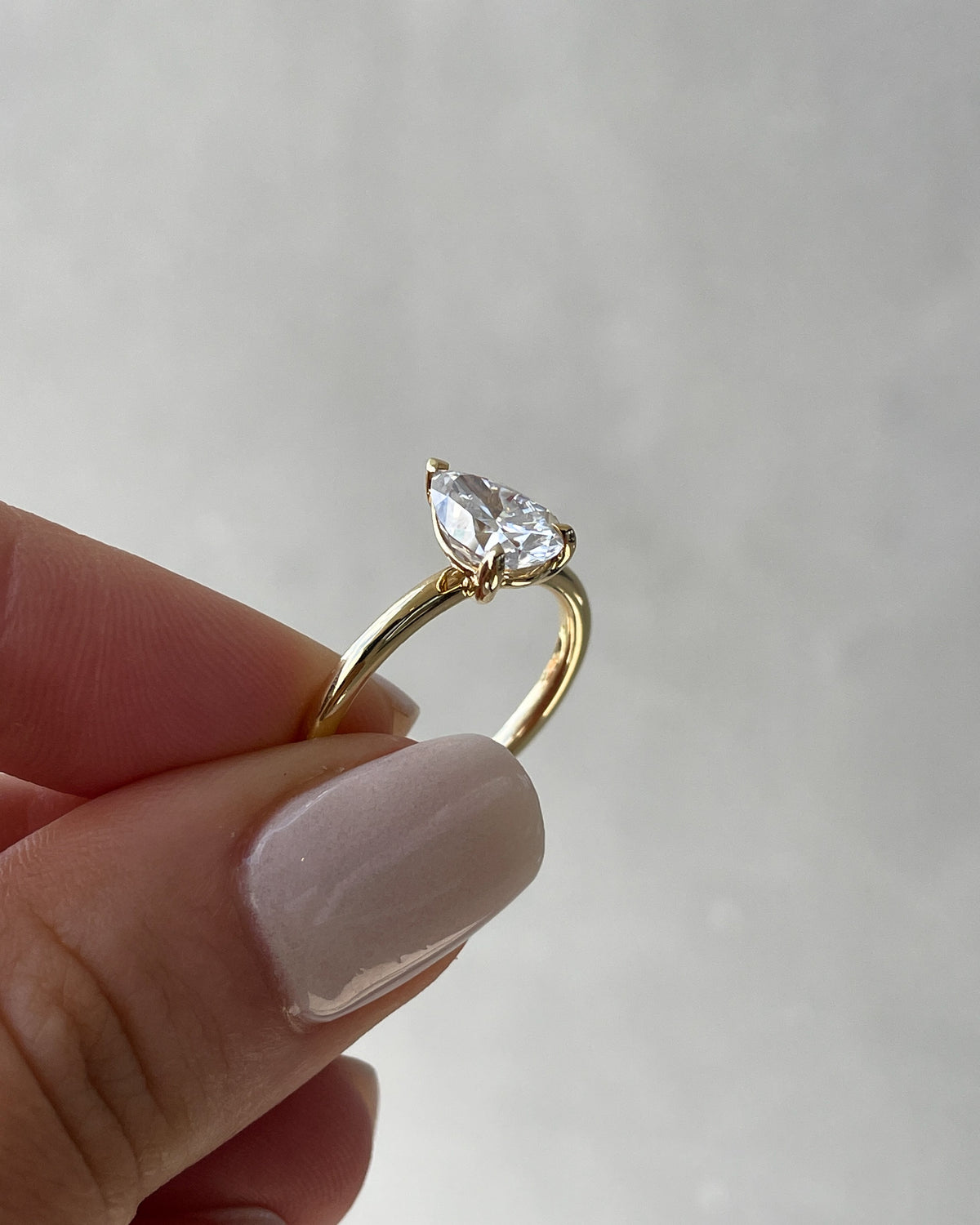 1.80 CT-3.80 CT Pear Solitaire Style E/VS1 Lab Grown Diamond Engagement Ring - violetjewels