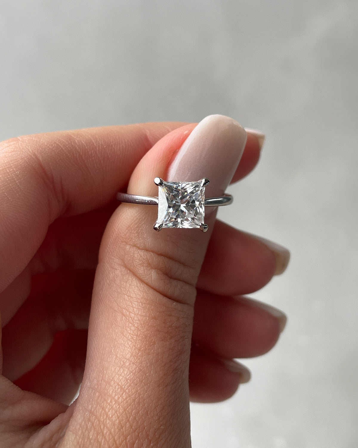 1.50 CT Princess Hidden Halo D/VS2 Lab Grown Diamond Engagement Ring - violetjewels