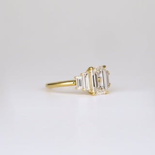 1.82-3.50 CT Emerald  Lab Grown Diamond Five Stone Engagement ring