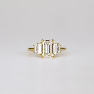 1.82-3.50 CT Emerald  Lab Grown Diamond Five Stone Engagement ring