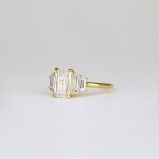 1.82-3.50 CT Emerald  Lab Grown Diamond Five Stone Engagement ring