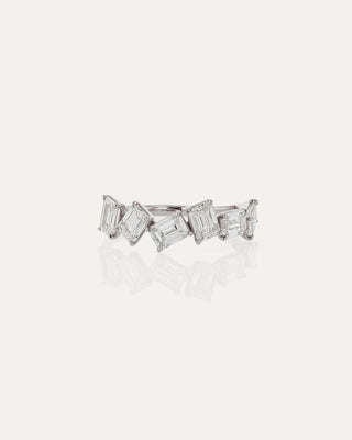 2.0 TCW Emerald  Lab Grown Diamond Cluster Wedding Band