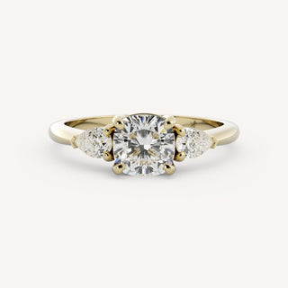 1.15 CT - 3.50 CT Cushion Three Stone Diamond Engagement Ring