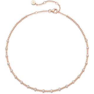 0.75 TCW Round Moissanite Diamond Bezel & Bead Choker Necklace - violetjewels