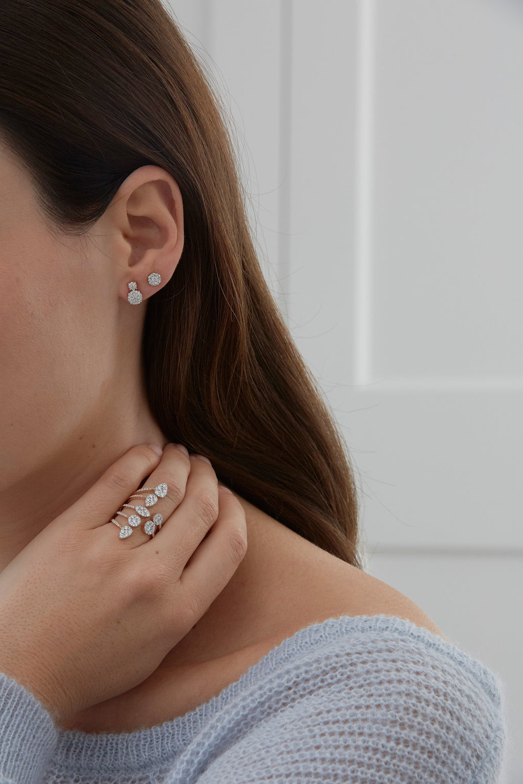 0.35 TCW Round Moissanite Diamond Double Stud Earrings - violetjewels