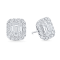 4.0 TCW Baguette & Round Moissanite Diamond Halo Earrings - violetjewels