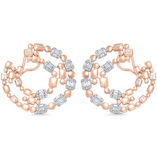 1.99 TCW Round & Baguette Moissanite Diamond Statement Hoops Earrings - violetjewels
