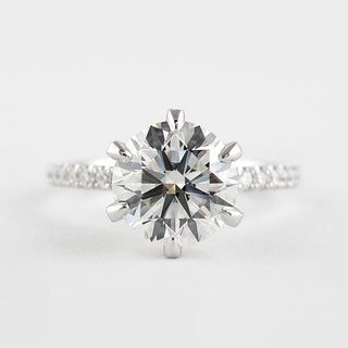 1.5 CT Round Cut Pave Setting Moissanite Engagement Ring - violetjewels
