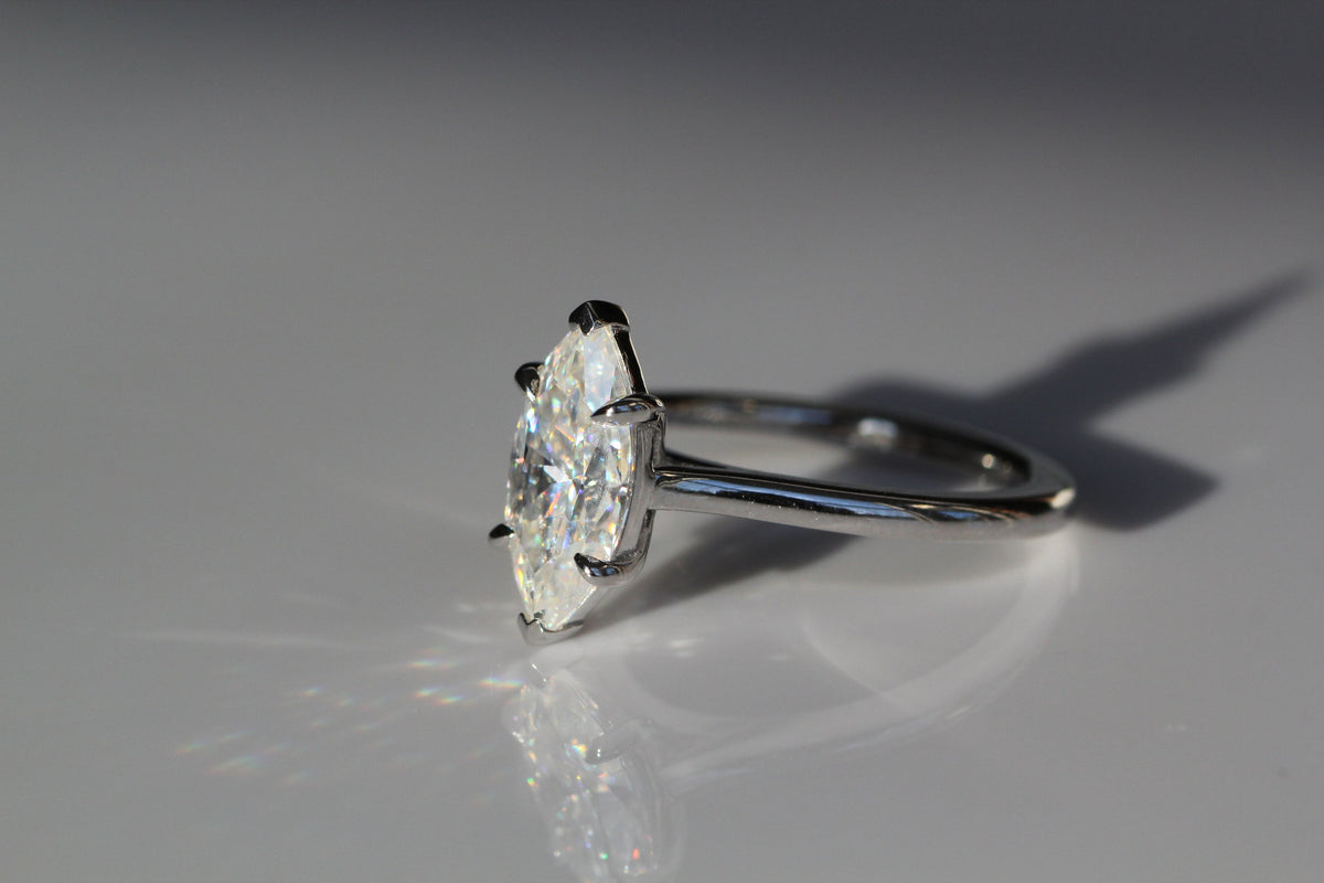1.0-3.0 CT Marquise Lab Grown Diamond Solitaire Engagement Ring