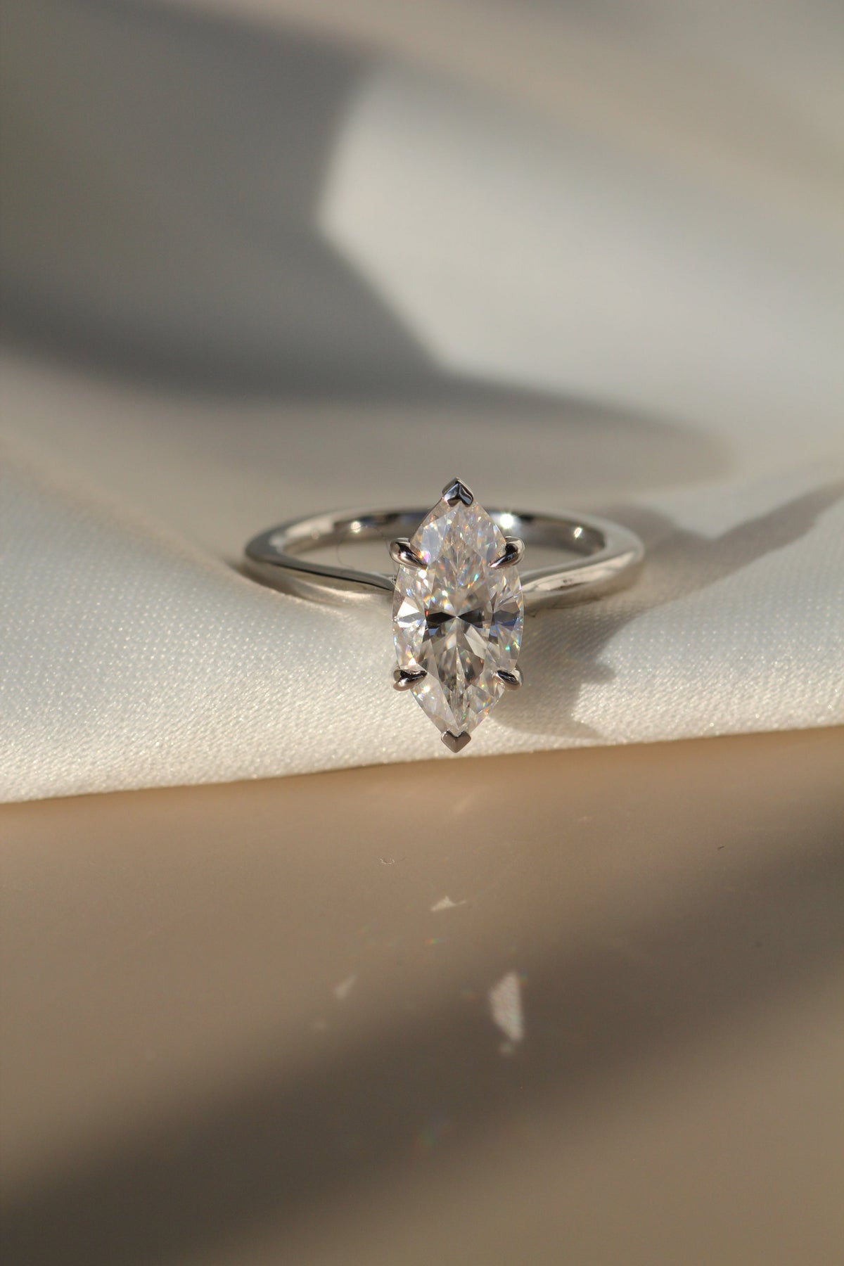 1.0-3.0 CT Marquise Lab Grown Diamond Solitaire Engagement Ring