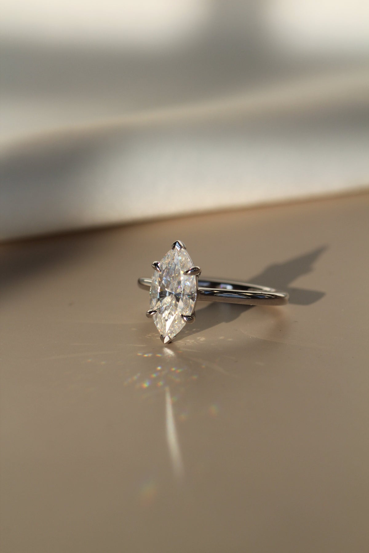 1.0-3.0 CT Marquise Lab Grown Diamond Solitaire Engagement Ring