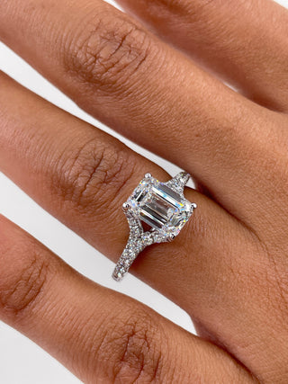 2.1ct Emerald G- VS Pave Diamond Engagement Ring
