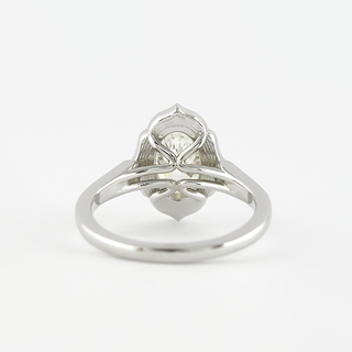 1.91 CT Oval Milgrain Vintage Halo Style Moissanite Engagement Ring - violetjewels