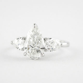 1.50 CT Pear Cut Three Stone Style Moissanite Engagement Ring - violetjewels