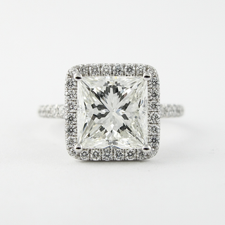 2.0 CT Princess Cut Halo Style Moissanite Engagement Ring - violetjewels