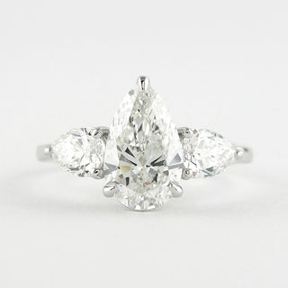 1.50 CT Pear Cut Three Stone Style Moissanite Engagement Ring - violetjewels