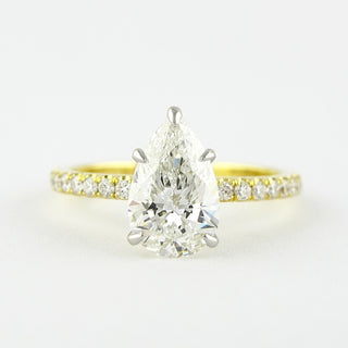0.94 CT Pear Solitaire & Pave Setting Moissanite Engagement Ring - violetjewels