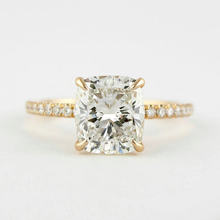 1.5 CT Cushion Hidden Halo & Pave Moissanite Engagement Ring - violetjewels