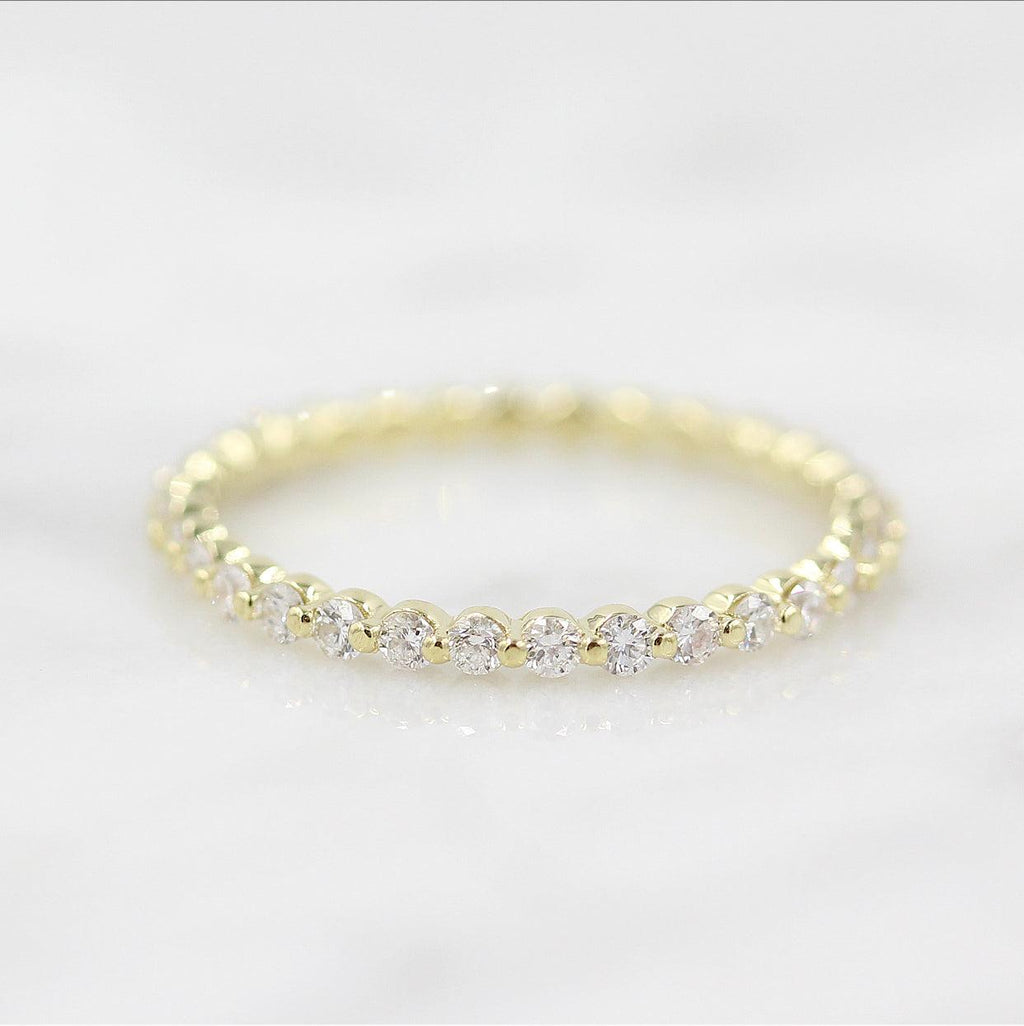 0.35 TCW Round Cut Half Eternity Moissanite Wedding Band - violetjewels