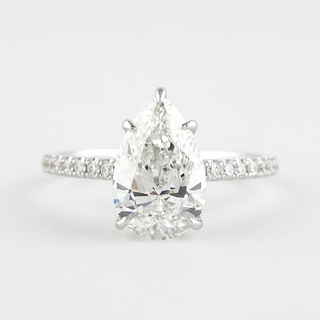 1.5 CT Pear Cut Pave Setting Moissanite Engagement Ring - violetjewels
