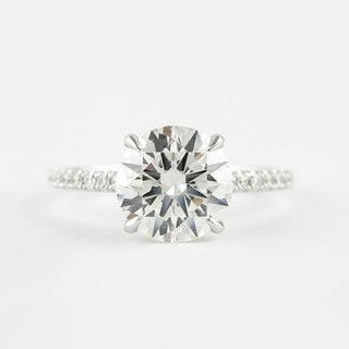 1.0 CT Round Hidden Halo and Pave Setting Moissanite Engagement Ring - violetjewels