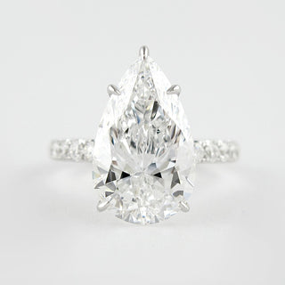 2.10 CT Pear Cut Hidden Halo & Pave Moissanite Engagement Ring - violetjewels