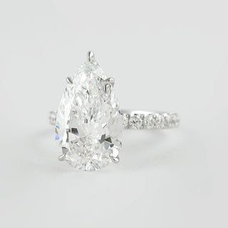 2.10 CT Pear Cut Hidden Halo & Pave Moissanite Engagement Ring - violetjewels