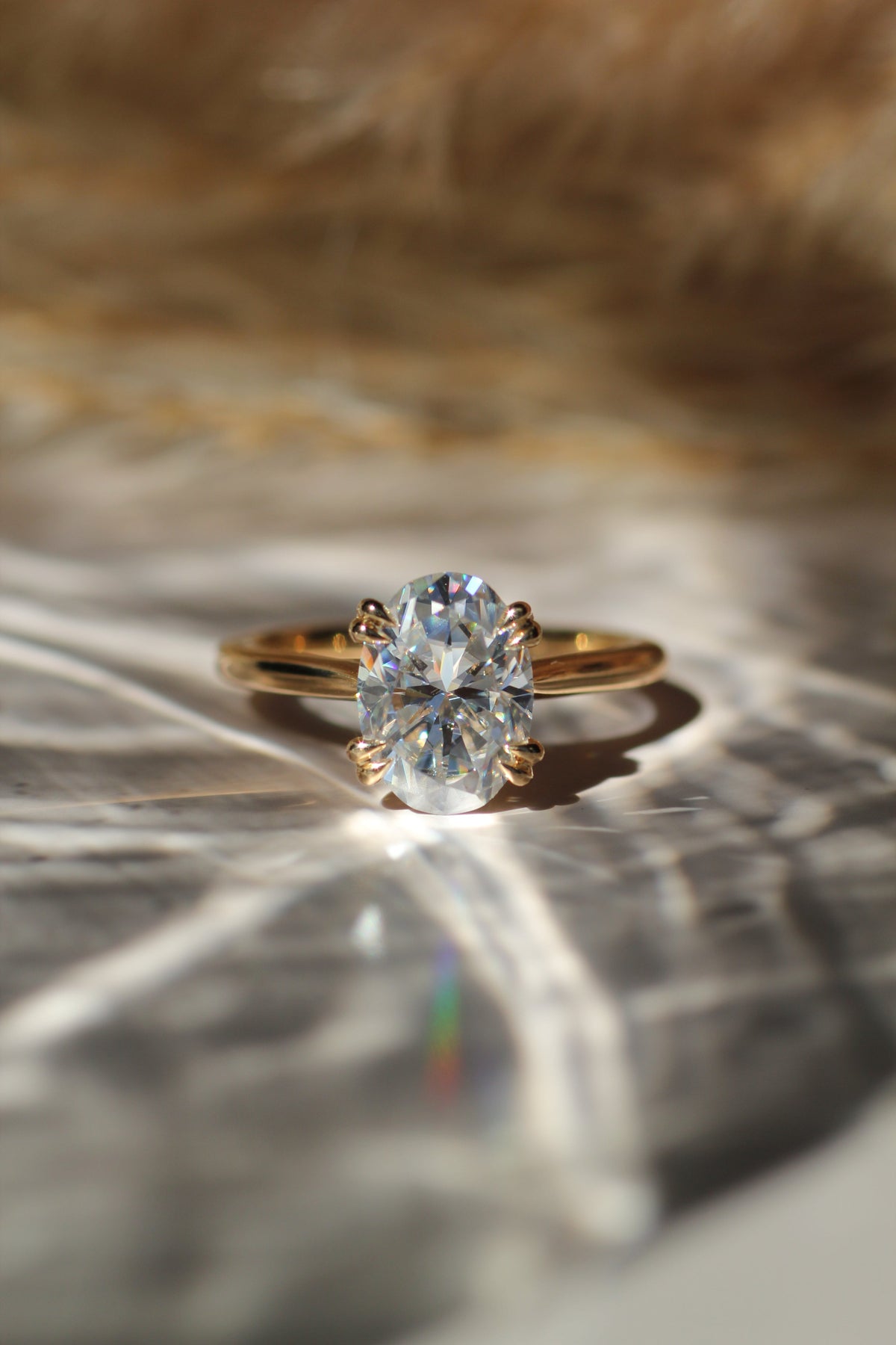 1.0-3.0 CT Oval Lab Grown Diamond Solitaire Engagement Ring