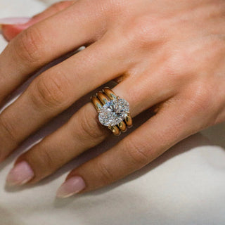 3.0-5.04 CT Oval Shaped Lab Grown Diamond Hidden Halo Engagement Ring