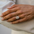 1.0-3.0 CT Oval Shaped Lab Grown Diamond Halo Engagement Ring
