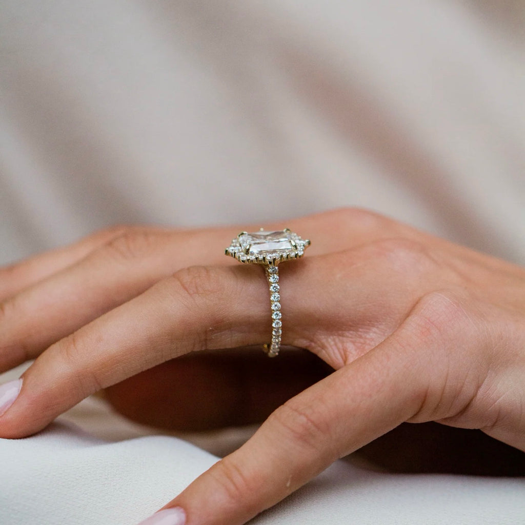 1.50-3.50 CT Radiant  Lab Grown Diamond Hidden Halo Engagement Ring