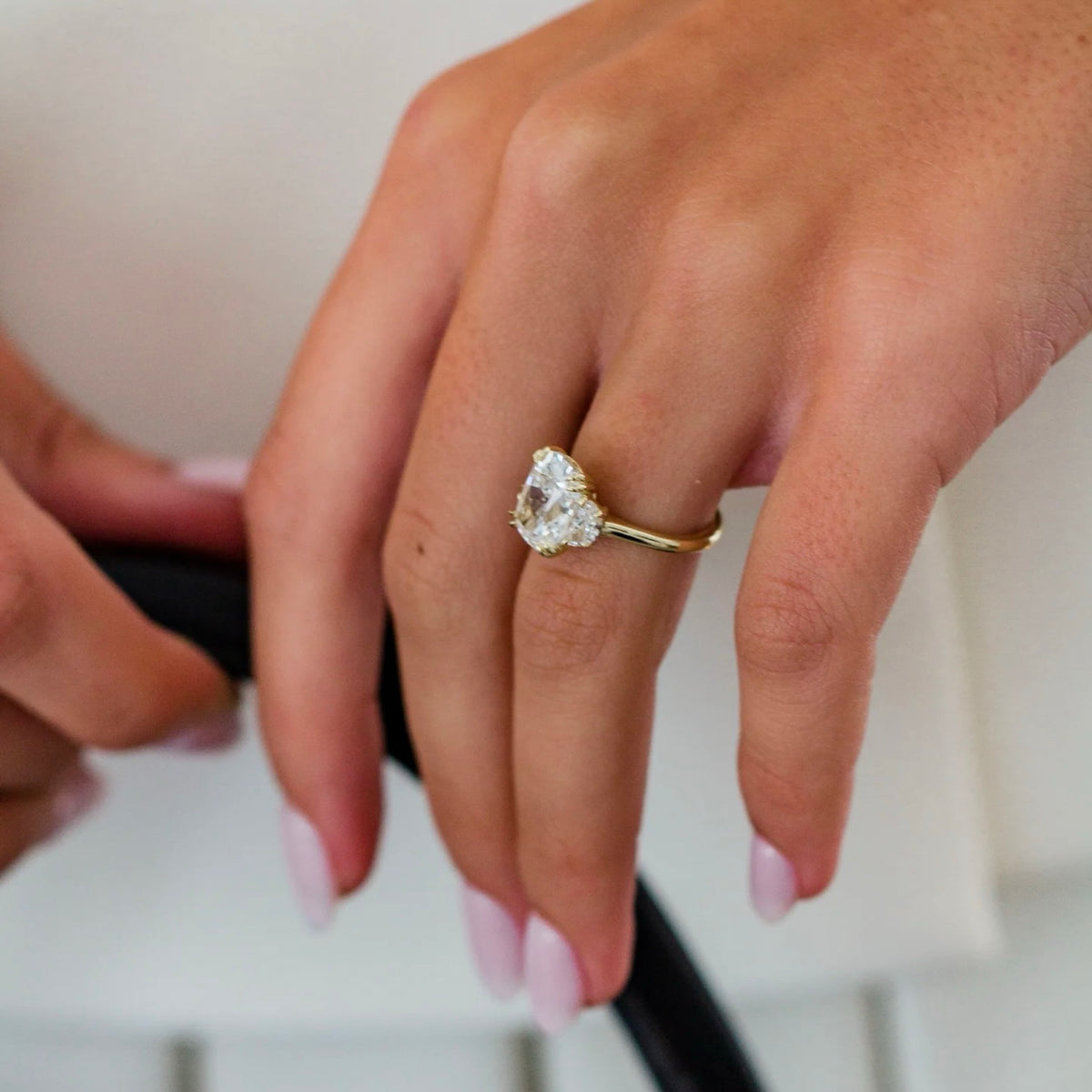 2.0-4.0 CT Cushion Lab Grown Diamond Three Stone Engagement Ring