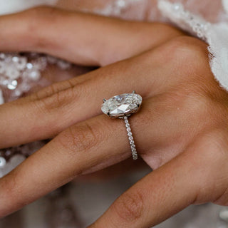 3.0-5.0 CT Oval Shaped Lab Grown Diamond Pave Engagement Ring