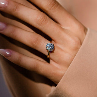 1.0-3.0 CT Round Shaped Lab Grown Diamond Hidden Halo Engagement Ring