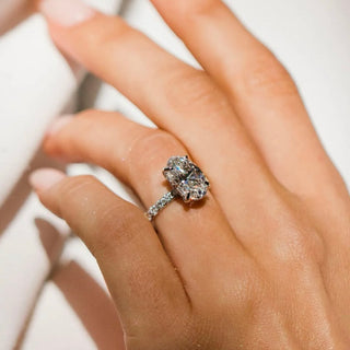 1.0-3.0 CT Oval Shaped Lab Grown Diamond Hidden Halo & Pave Engagement Ring