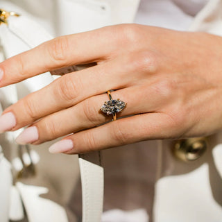 2.0-4.0 CT Marquise Shaped Lab Grown Diamond Hidden Halo Engagement Ring