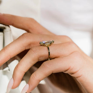 2.0-4.0 CT Marquise Shaped Lab Grown Diamond Hidden Halo Engagement Ring